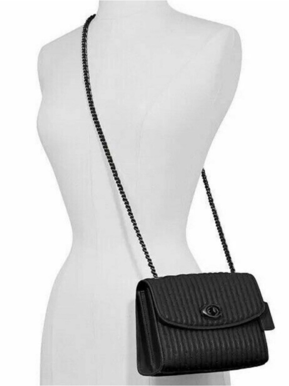 NWT Coach Parker in quilted black studded leather 76081